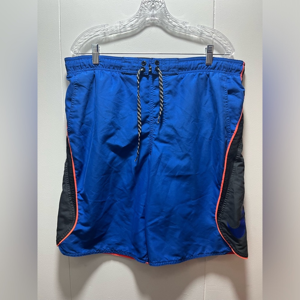 Nike Mens Size Medium Swim Trunks‎ Adult Mesh Lined Blue Black Drawstring